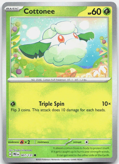 Cottonee (Poke Ball Pattern) 007/131 Holo Common Prismatic Evolutions Pokemon NM