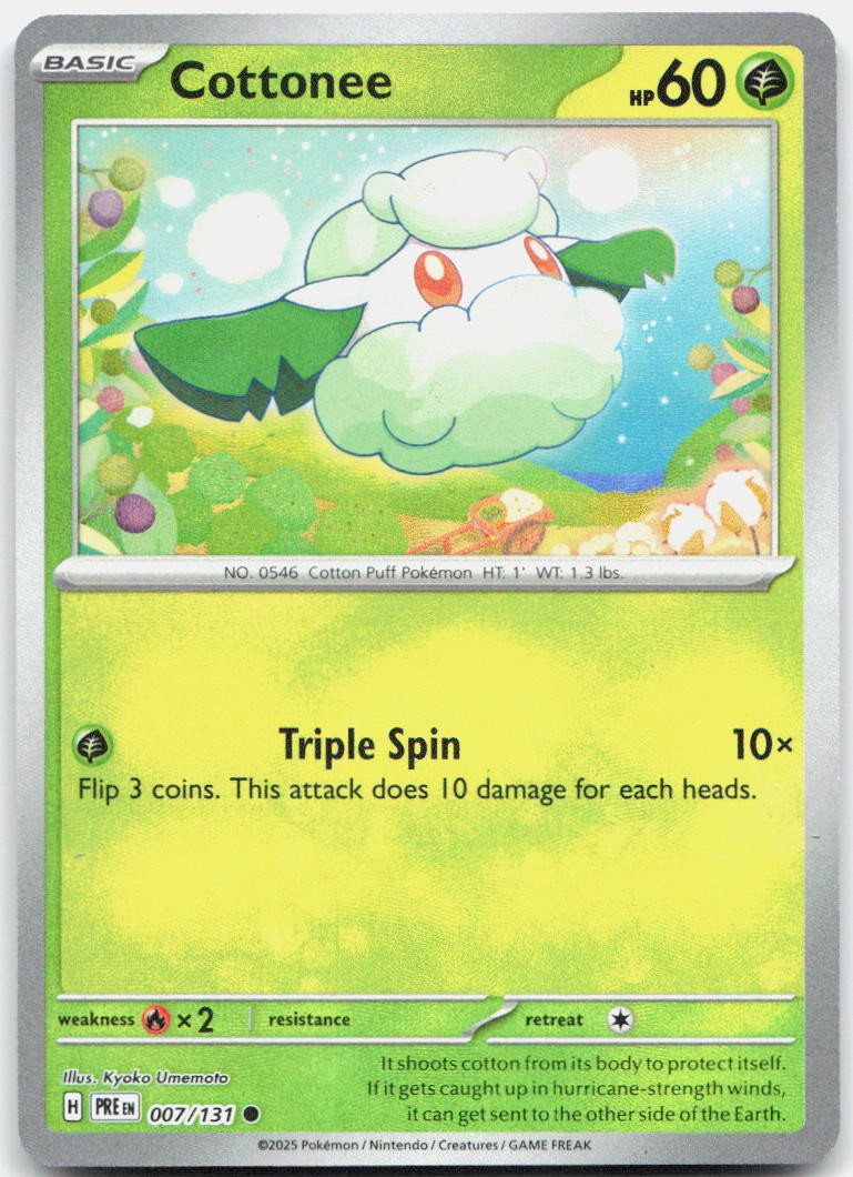 Cottonee (Poke Ball Pattern) 007/131 Holo Common Prismatic Evolutions Pokemon NM