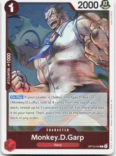 Monkey.D.Garp Foil R Carrying On His Will OP13-016 NM