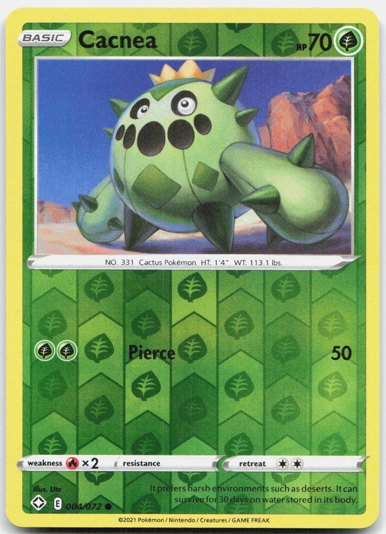 Cacnea 004/072 Common Shining Fates Pokemon Reverse Holo Near Mint