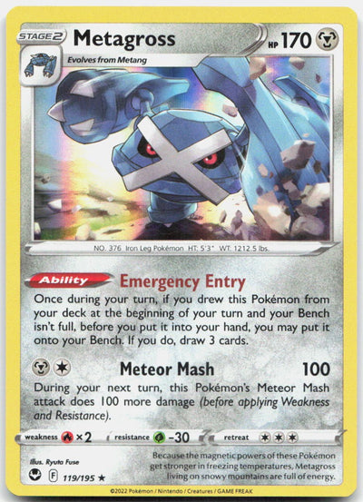 Metagross 119/195 Holo Rare Silver Tempest Pokemon Near Mint