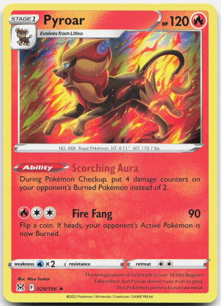 Pyroar 029/196 Holo Rare Lost Origin Pokemon Near Mint