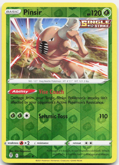 Pinsir Reverse Holo Rare SWSH07: Evolving Skies 001/203 NM