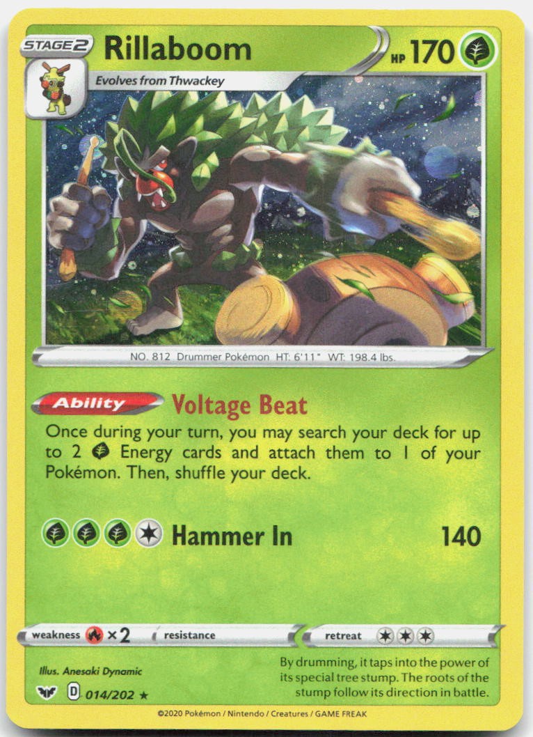 Rillaboom 014/202 Holo Rare Sword & Shield Pokemon Near Mint