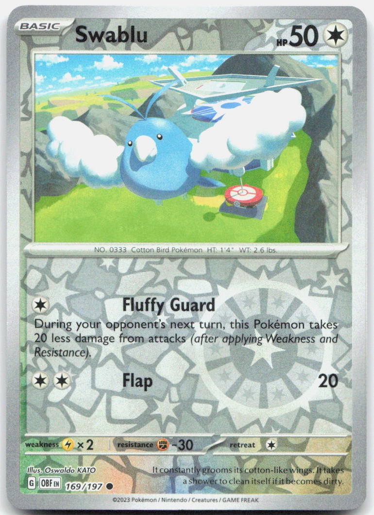 Swablu Reverse Holo Common SV03: Obsidian Flames 169/197 NM