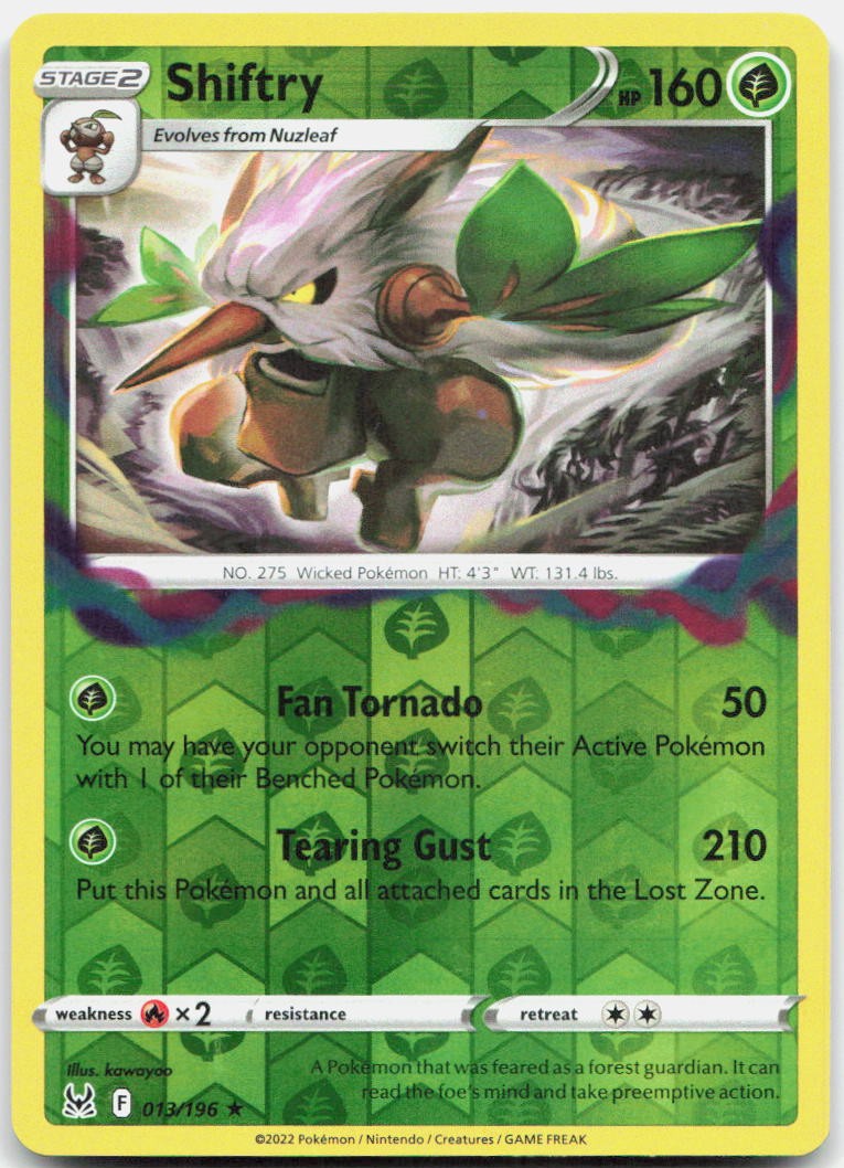 Shiftry Reverse Holo Holo Rare SWSH11: Lost Origin 013/196 NM
