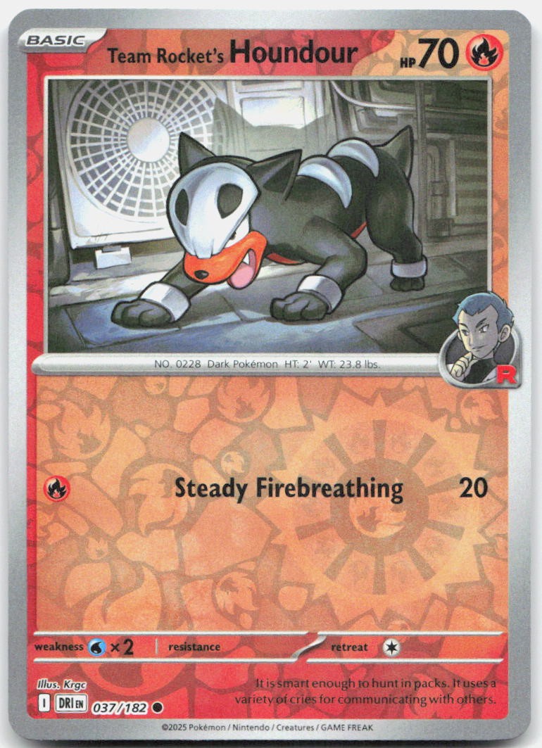 Team Rocket's Houndour 037/182 Common Destined Rivals Pokemon Reverse Holo NM