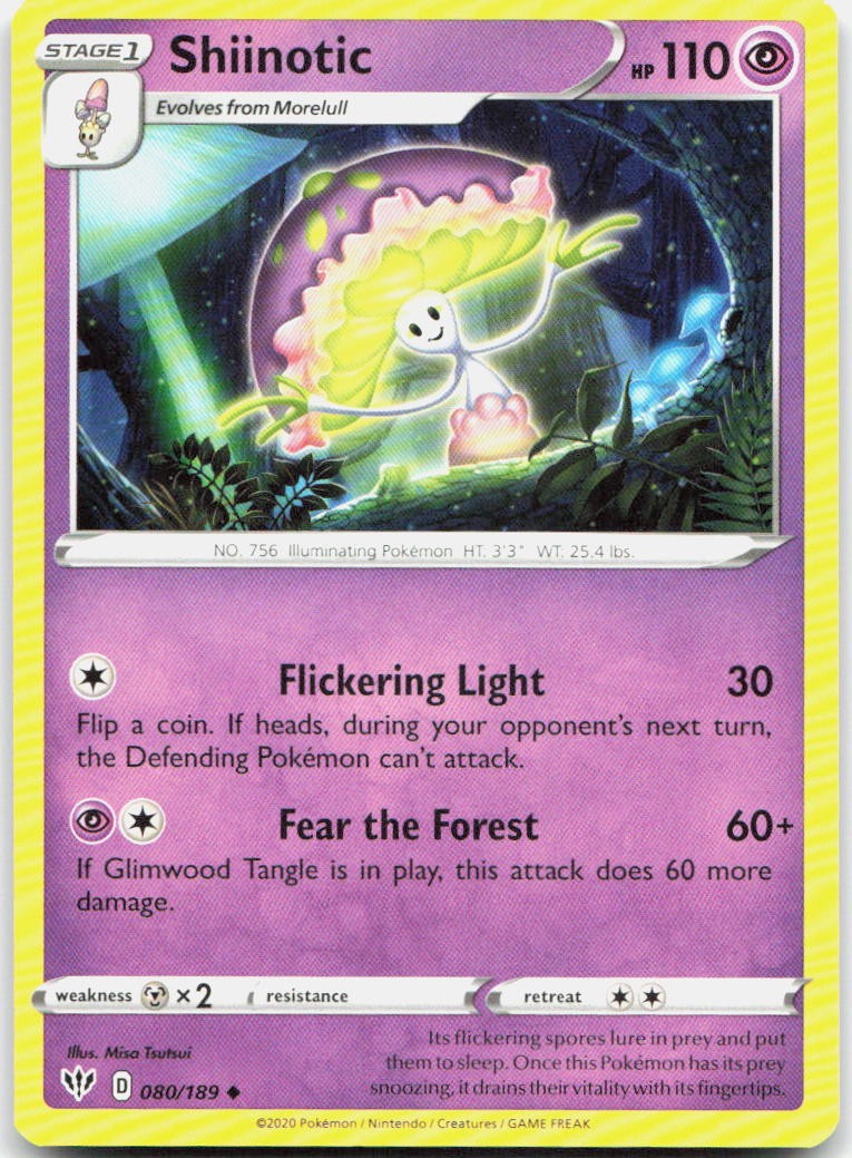 Shiinotic 080/189 Uncommon Darkness Ablaze Pokemon Near Mint