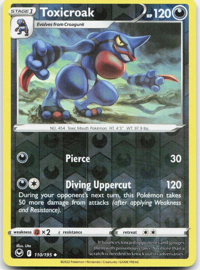 Toxicroak 110/195 Uncommon Silver Tempest Pokemon Reverse Holo Near Mint