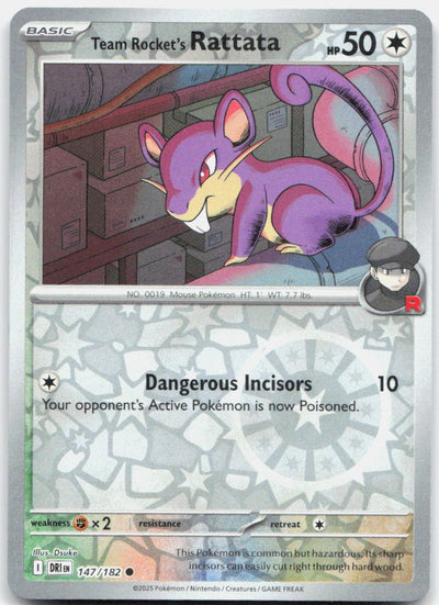 Team Rocket's Rattata 147/182 Common Destined Rivals Pokemon Reverse Holo NM
