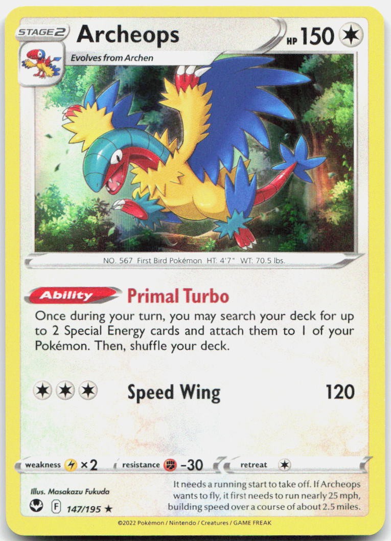 Archeops 147/195 Holo Rare Silver Tempest Pokemon Near Mint