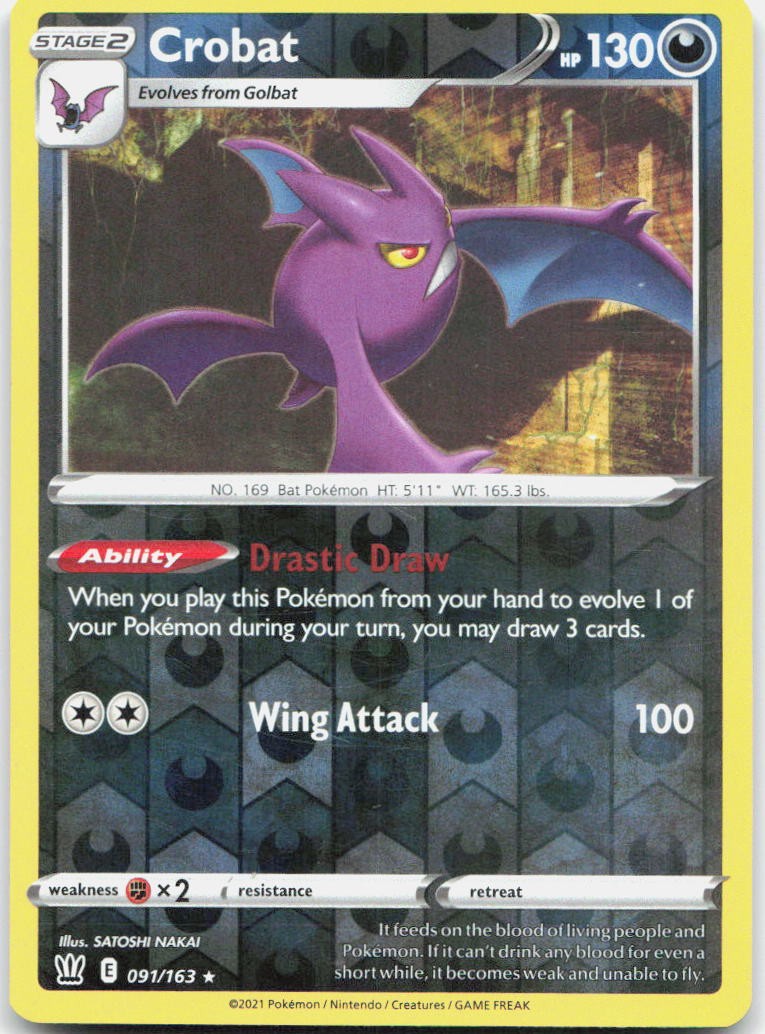 Crobat 091/163 Holo Rare Battle Styles Pokemon Reverse Holo Near Mint