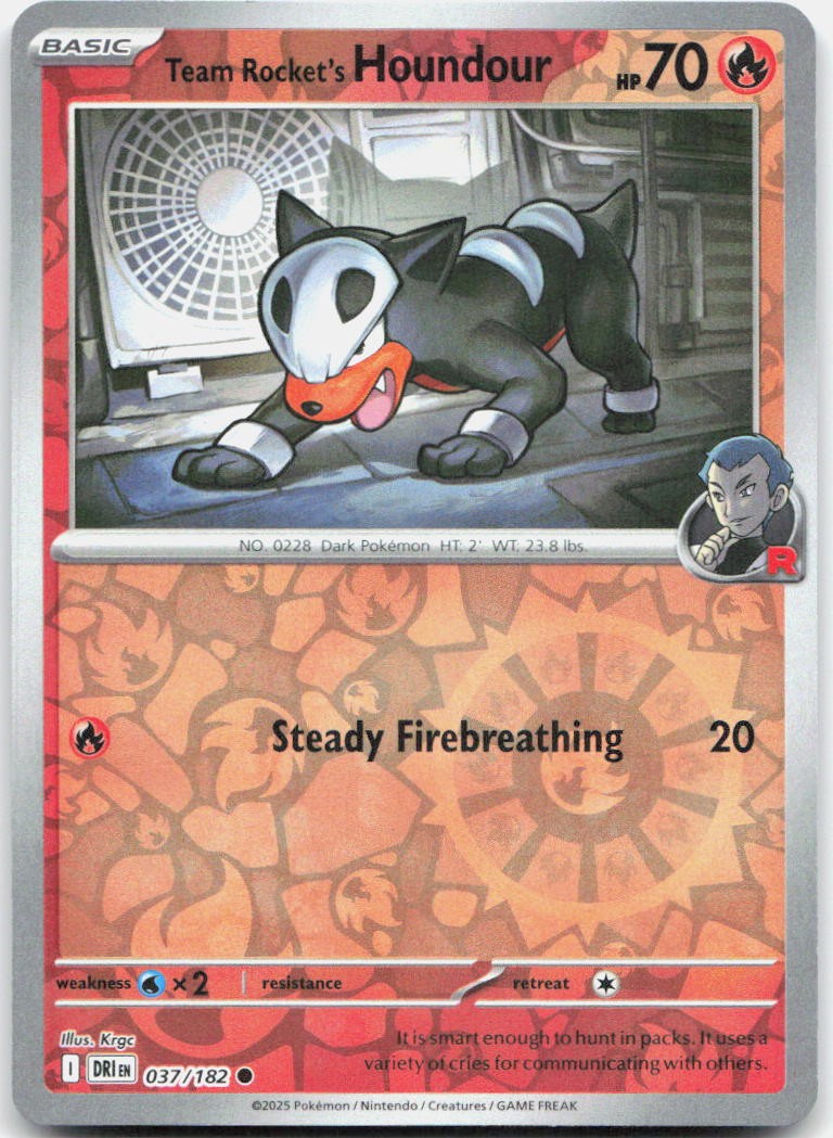 Team Rocket's Houndour 037/182 Common Destined Rivals Pokemon Reverse Holo NM