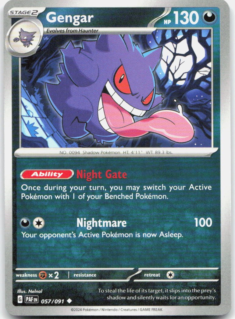 Gengar 057/091 Uncommon Paldean Fates Pokemon Near Mint