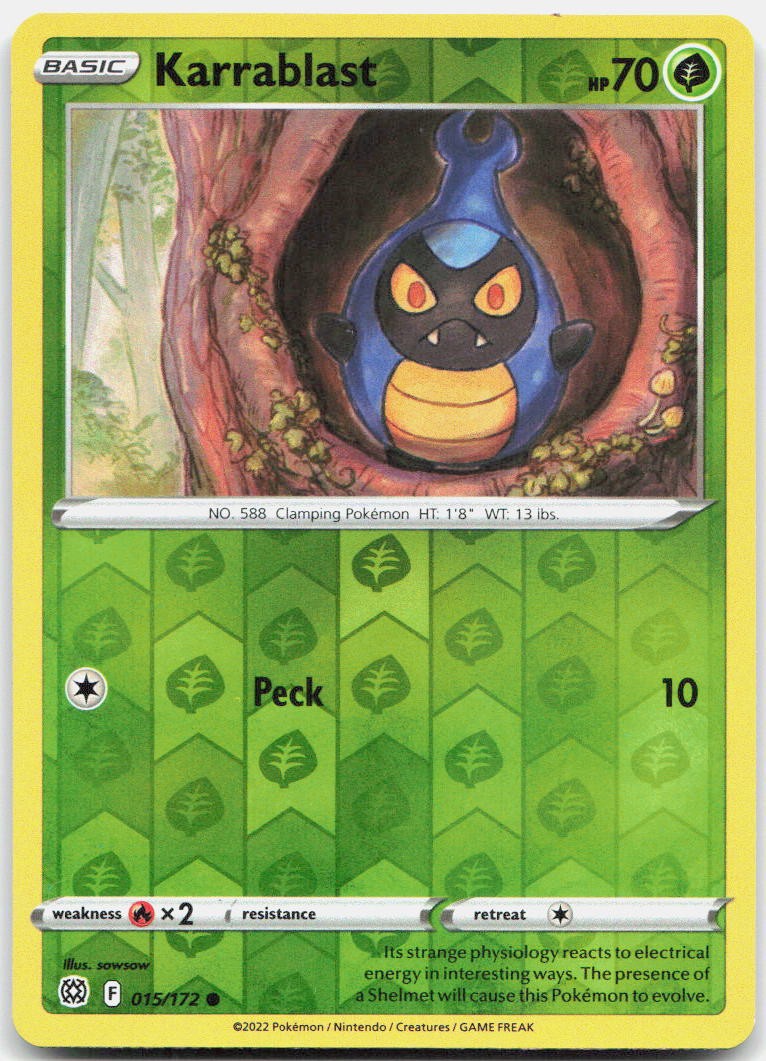 Karrablast 015/172 Common Brilliant Stars Pokemon Reverse Holo Near Mint