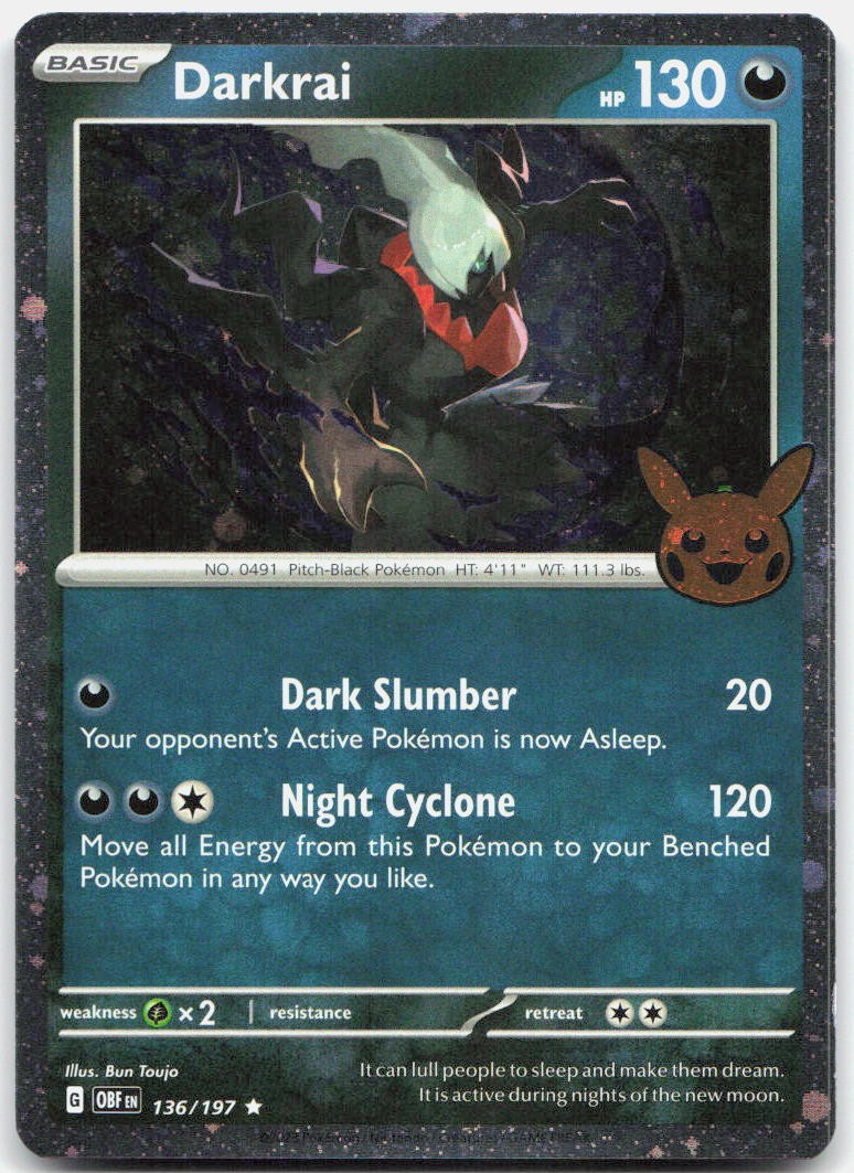 Darkrai (Cosmos Holo) Holo Rare Trick or Trade BOOster 2024 136/197 NM