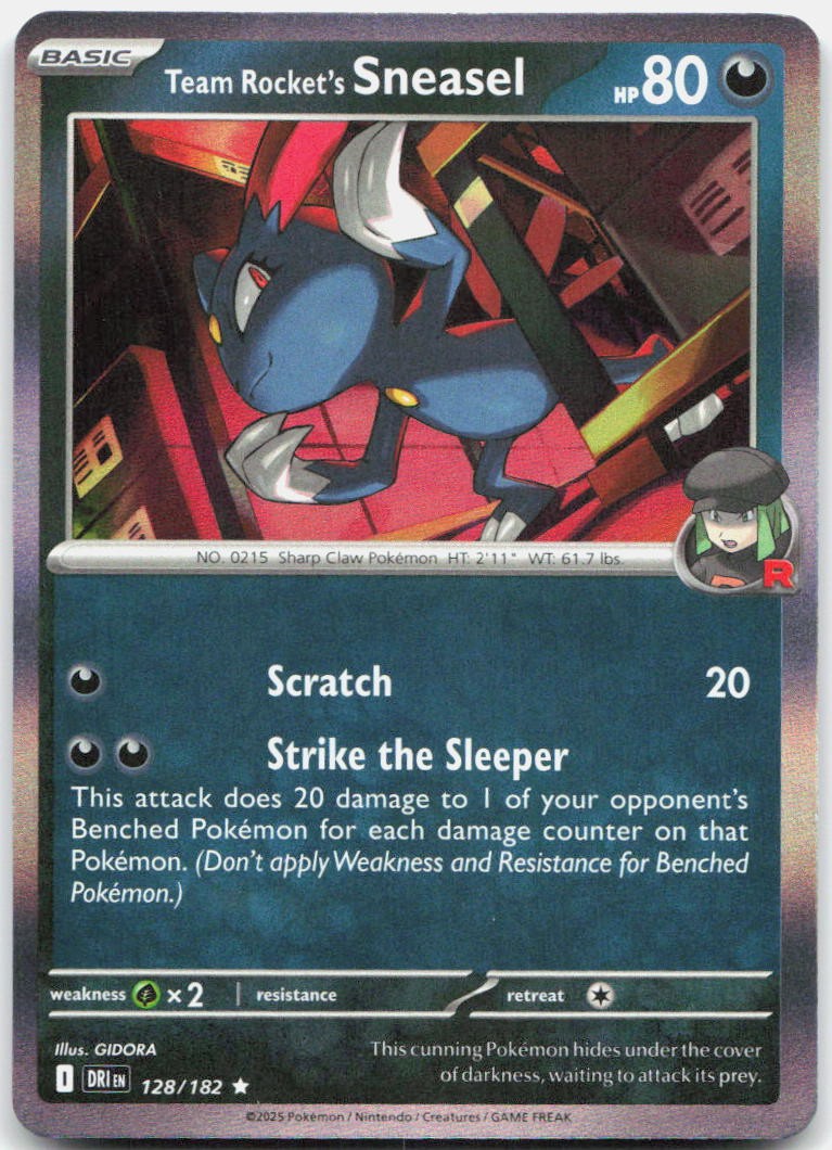 Team Rocket's Sneasel 128/182 Rare Destined Rivals Pokemon Holo Near Mint