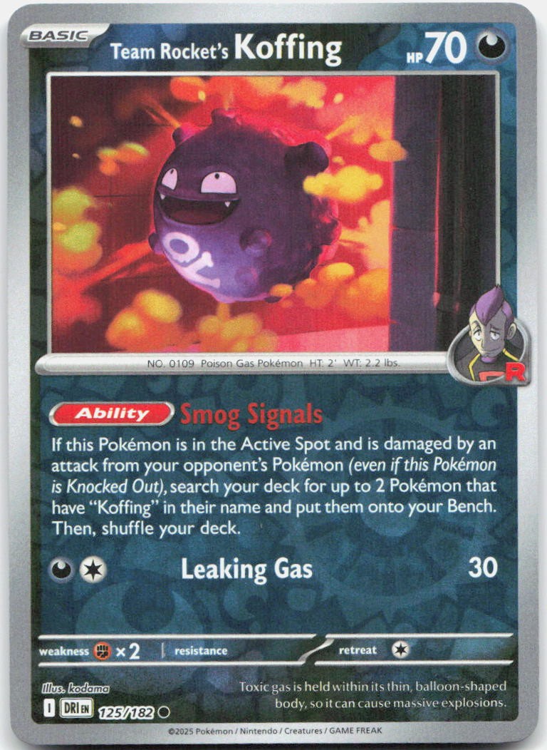 Team Rocket's Koffing 125/182 Common Destined Rivals Pokemon Reverse Holo NM