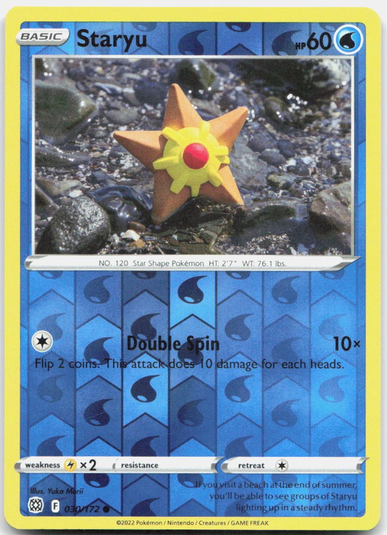 Staryu 030/172 Common Brilliant Stars Pokemon Reverse Holo Near Mint
