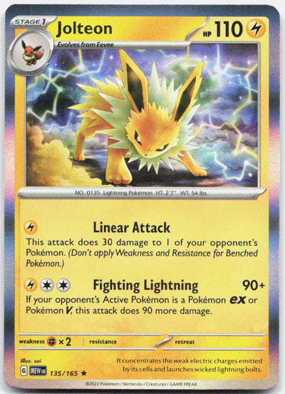 Jolteon 135/165 Rare 151 Pokemon Holo Near Mint