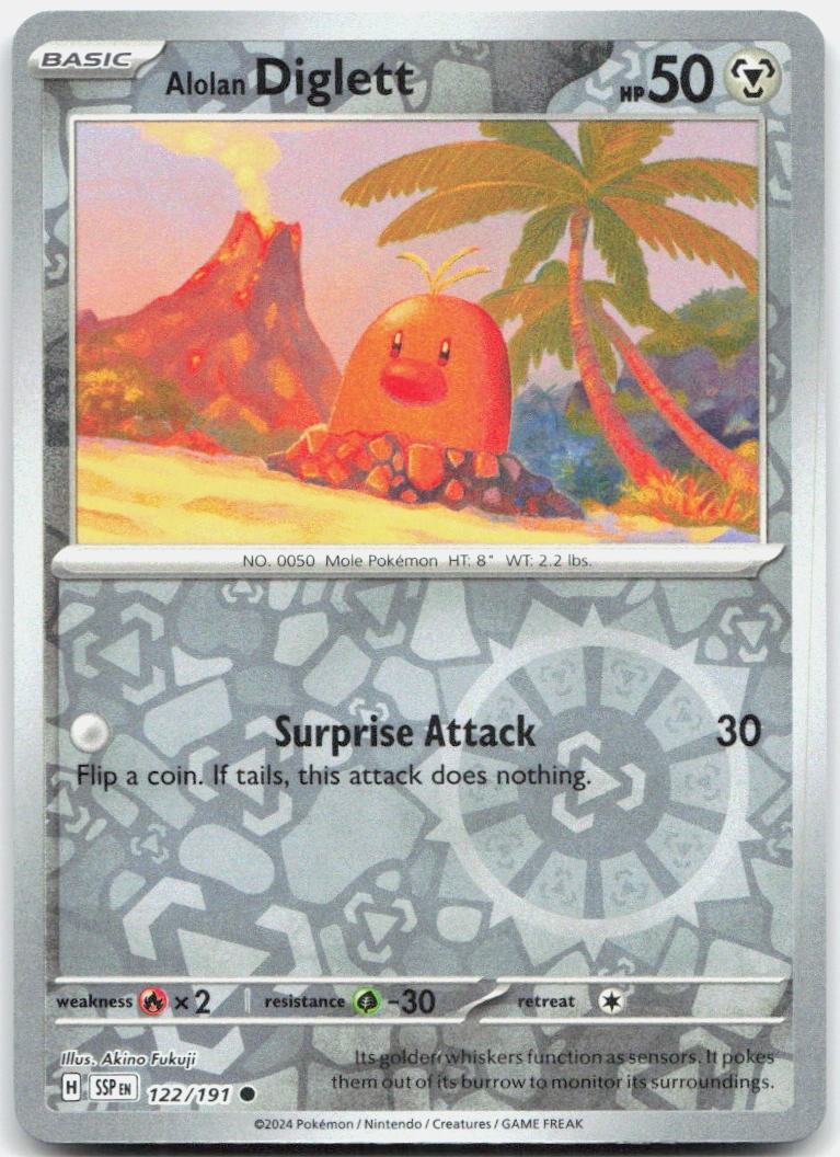 Alolan Diglett Reverse Holo Common SV08: Surging Sparks 122/191 NM