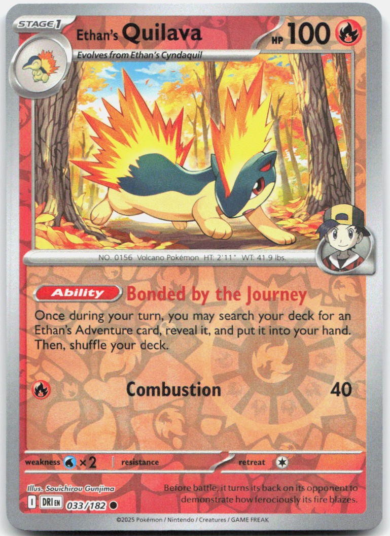 Ethan's Quilava 033/182 Common Destined Rivals Pokemon Reverse Holo Near Mint