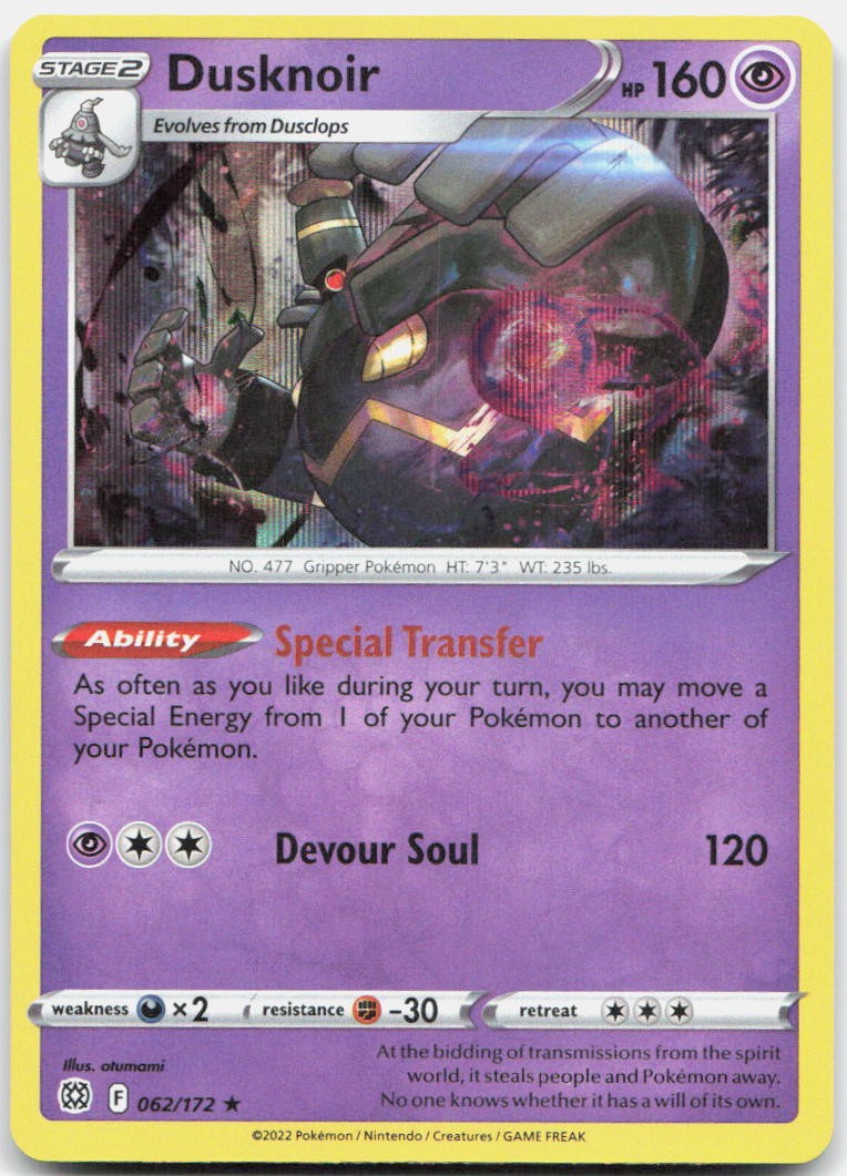 Dusknoir 062/172 Holo Rare Brilliant Stars Pokemon Near Mint