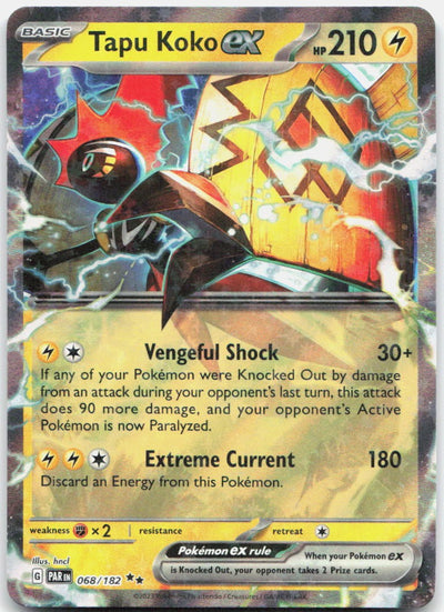 Tapu Koko ex 068/182 Double Rare Paradox Rift Pokemon Holo Near Mint