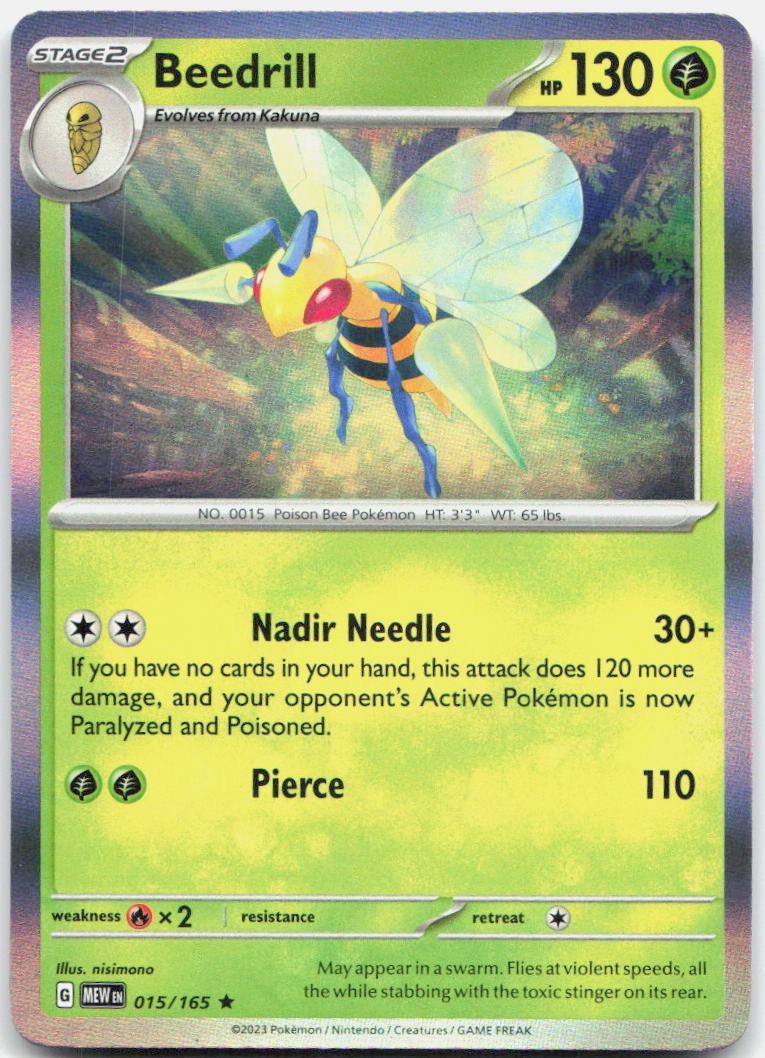Beedrill 015/165 Rare 151 Pokemon Holo Near Mint