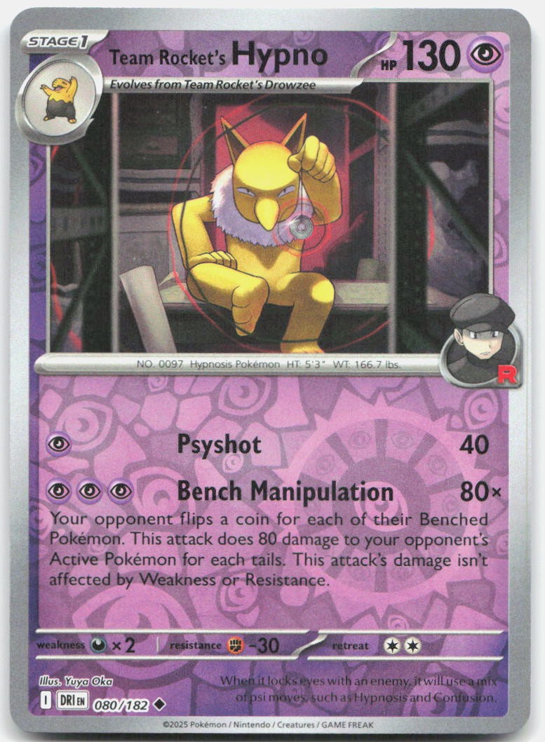 Team Rocket's Hypno Reverse Holo Uncommon SV10: Destined Rivals 080/182 NM