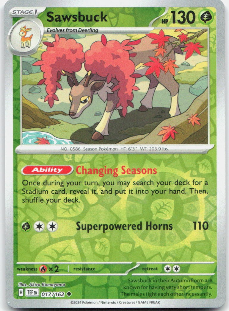 Sawsbuck - Reverse Holo Uncommon SV05: Temporal Forces 017/162 NM
