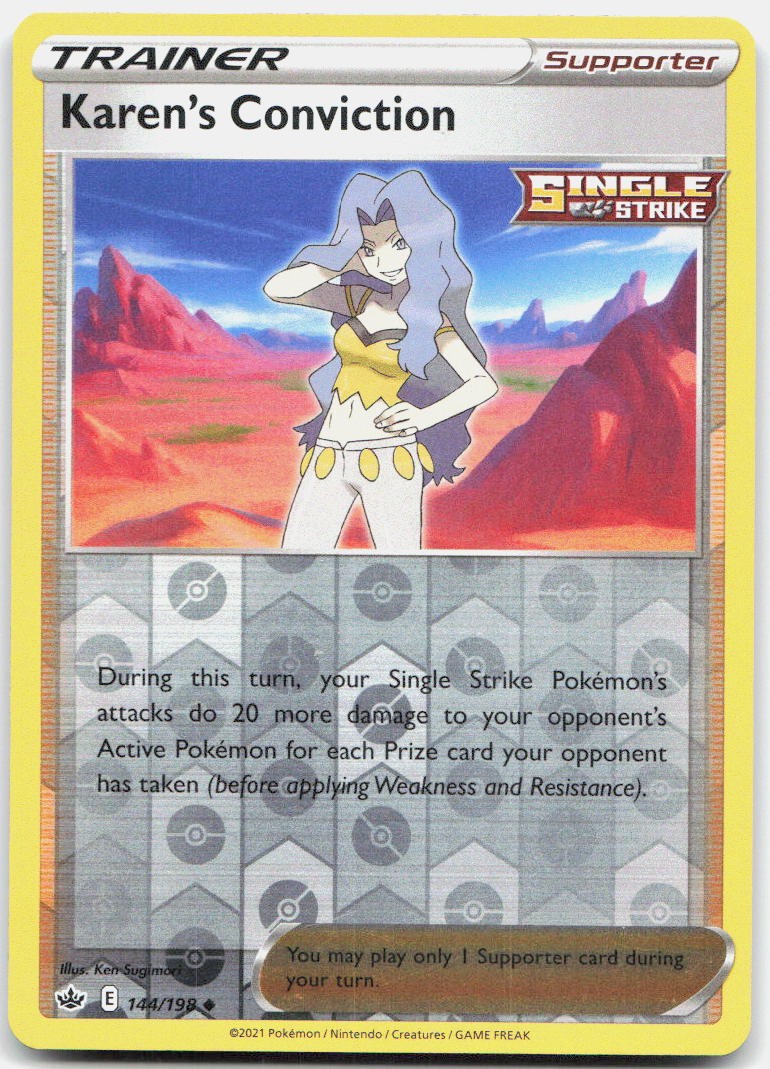Karen's Conviction 144/198 Uncommon Chilling Reign Pokemon Reverse Holo NM