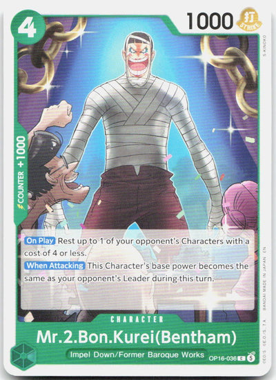 Mr.2.Bon.Kurei(Bentham) (036) C The Time of Battle OP16-036 NM