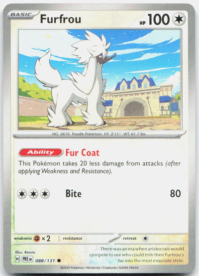 Furfrou (Poke Ball Pattern) 088/131 Holo Common Prismatic Evolutions Pokemon NM