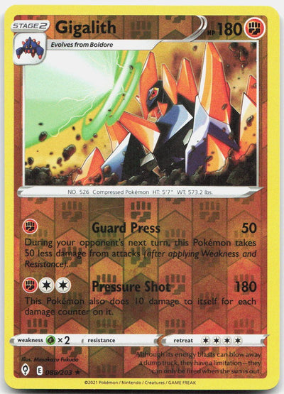 Gigalith Reverse Holo Rare SWSH07: Evolving Skies 088/203 NM
