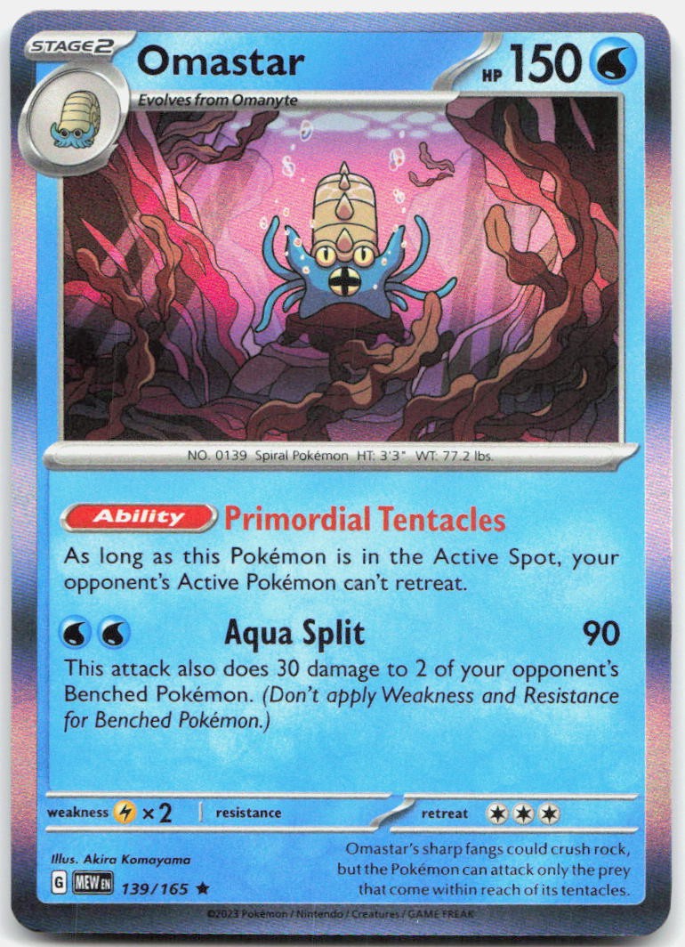 Omastar 139/165 Rare 151 Pokemon Holo Near Mint