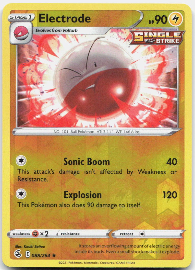 Electrode 088/264 Rare Fusion Strike Pokemon Reverse Holo Near Mint