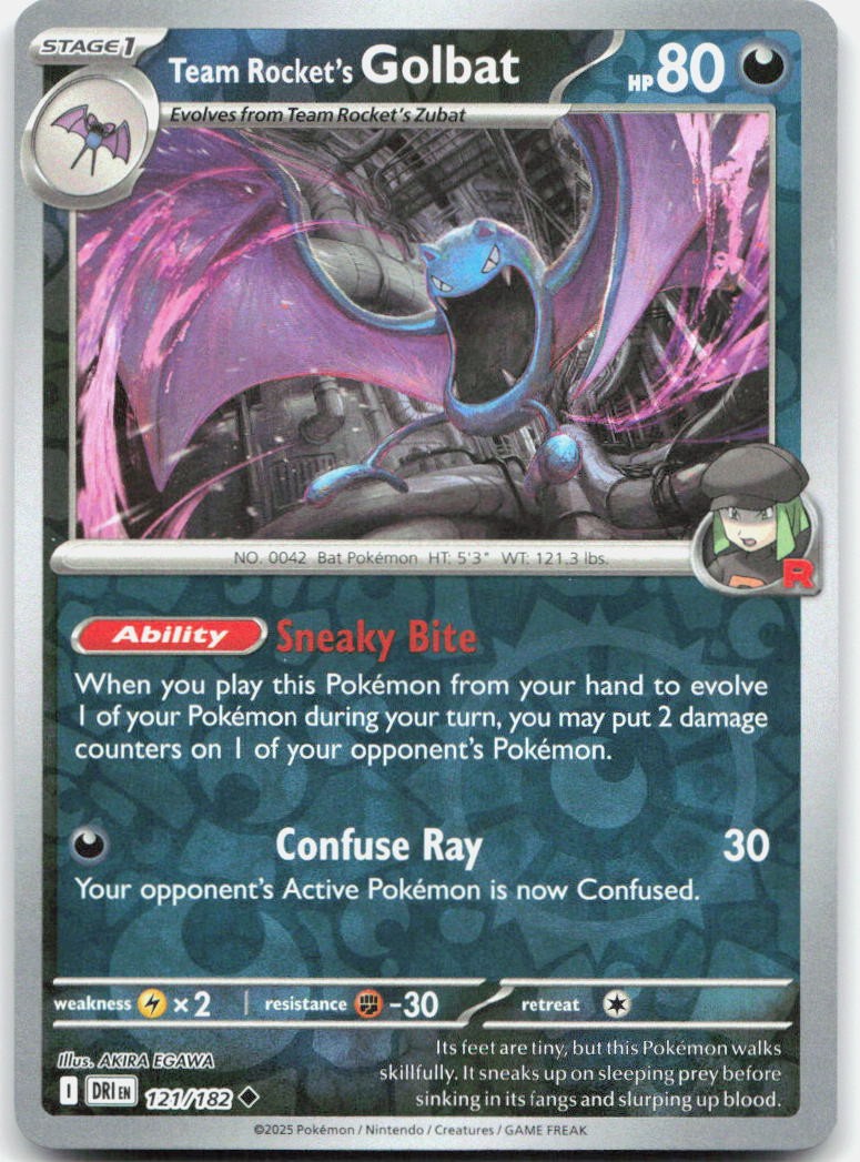 Team Rocket's Golbat 121/182 Uncommon Destined Rivals Pokemon Reverse Holo NM