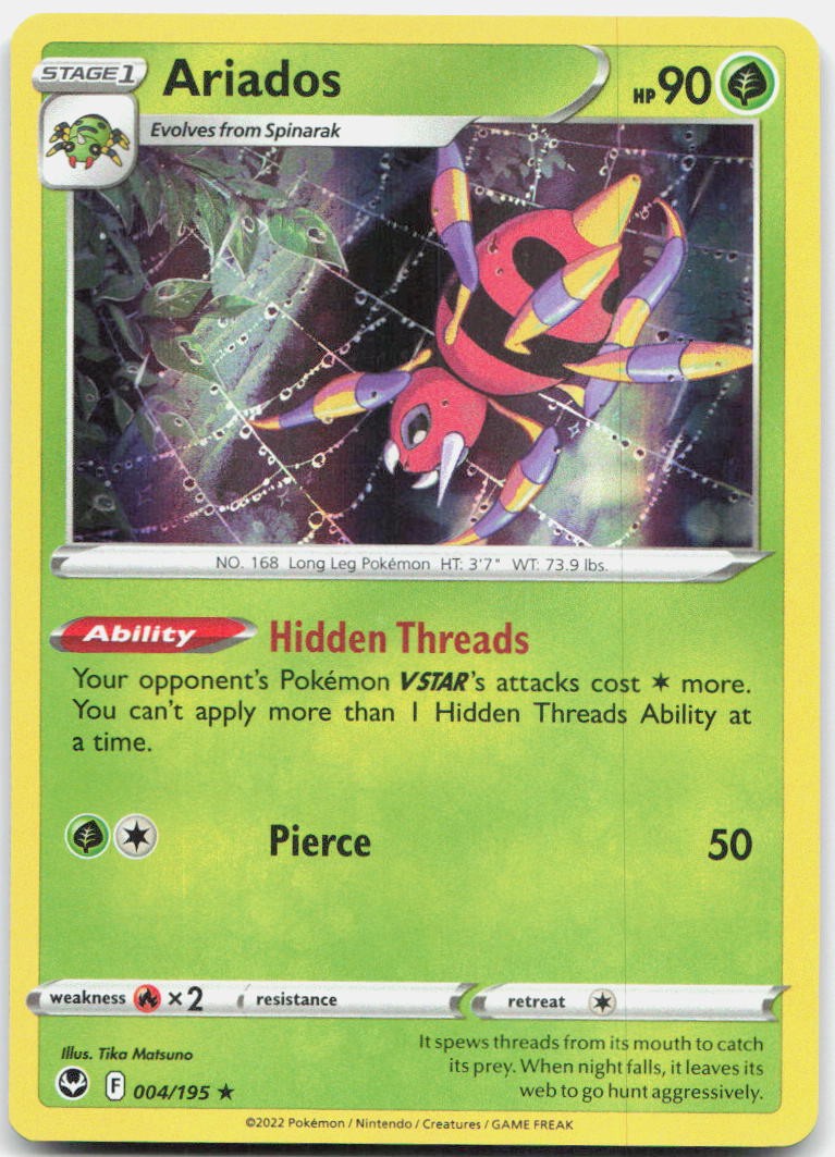 Ariados 004/195 Holo Rare Silver Tempest Pokemon Holo Near Mint