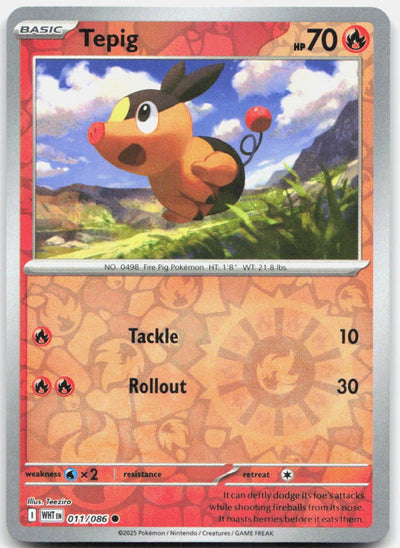 Tepig Reverse Holo Common SV: White Flare 011/086 NM