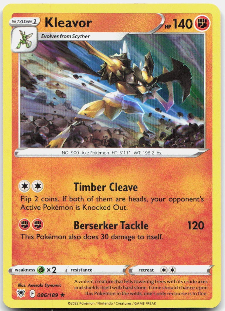 Kleavor 086/189 Holo Rare Astral Radiance Pokemon Near Mint