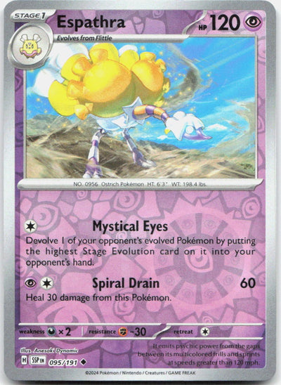 Espathra Reverse Holo Uncommon SV08: Surging Sparks 095/191 NM