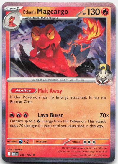 Ethan's Magcargo 036/182 Rare Destined Rivals Pokemon Holo Near Mint