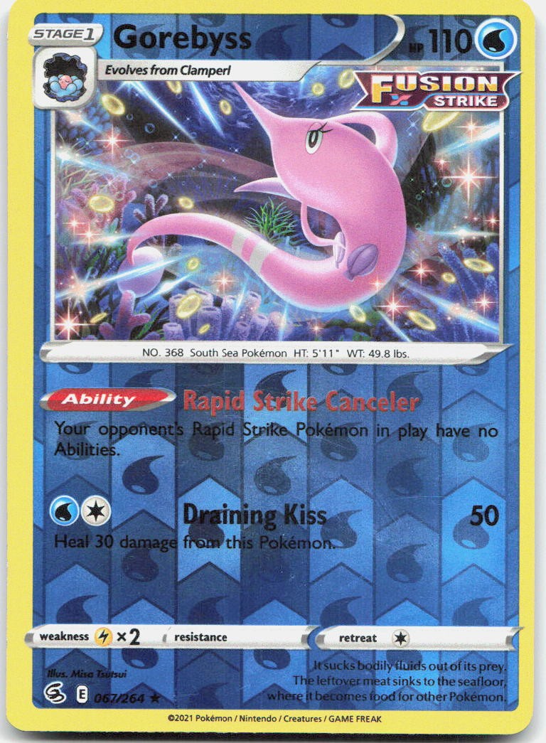 Gorebyss 067/264 Rare Fusion Strike Pokemon Reverse Holo Near Mint