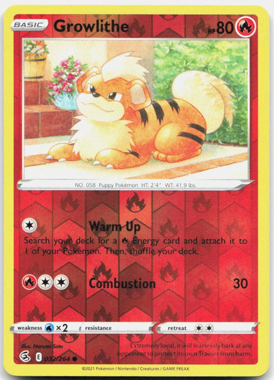 Growlithe Reverse Holo Common SWSH08: Fusion Strike 032/264 NM
