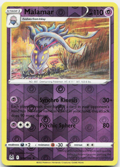 Malamar Reverse Holo Rare SWSH11: Lost Origin 078/196 NM