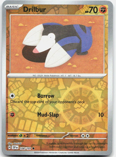 Drilbur Reverse Holo Common SV08: Surging Sparks 108/191 NM