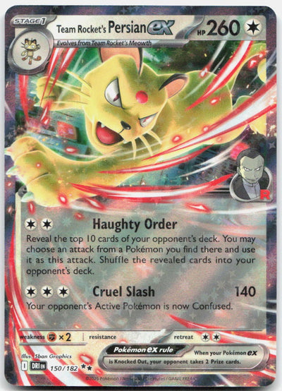 Team Rocket's Persian ex 150/182 Double Rare Destined Rivals Pokemon Holo NM