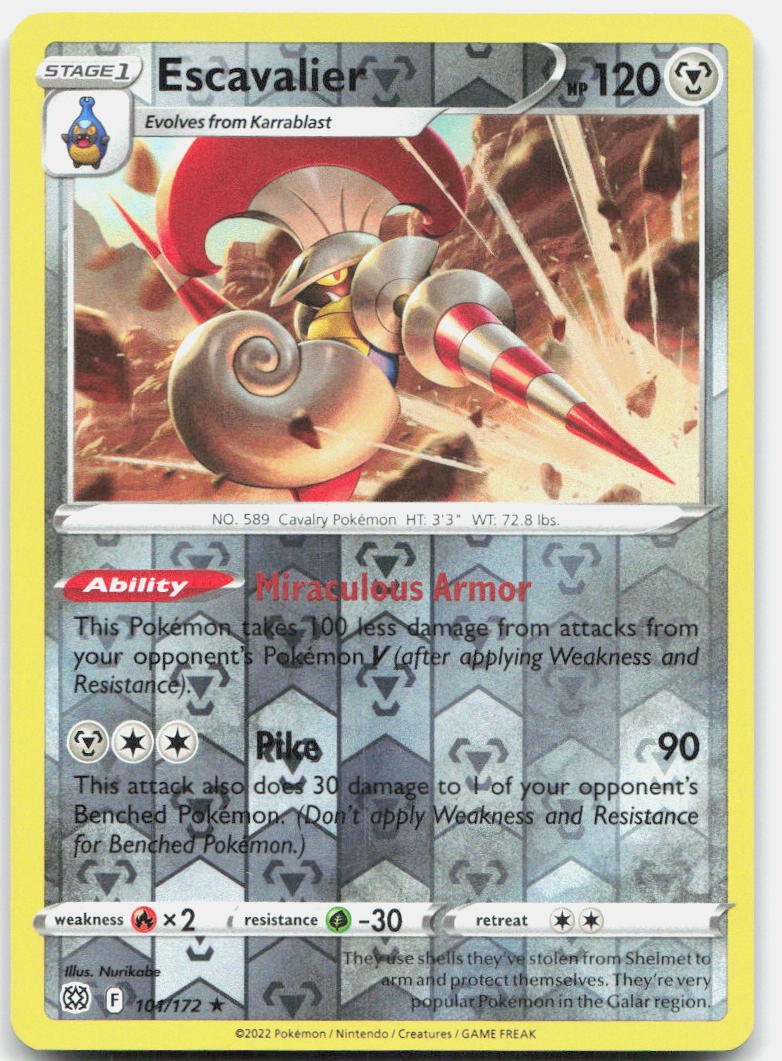 Escavalier 101/172 Rare Brilliant Stars Pokemon Reverse Holo Near Mint