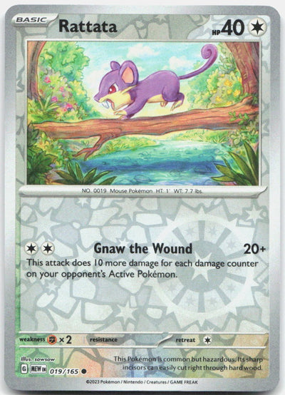 Rattata 019/165 Common 151 Pokemon Reverse Holo Near Mint